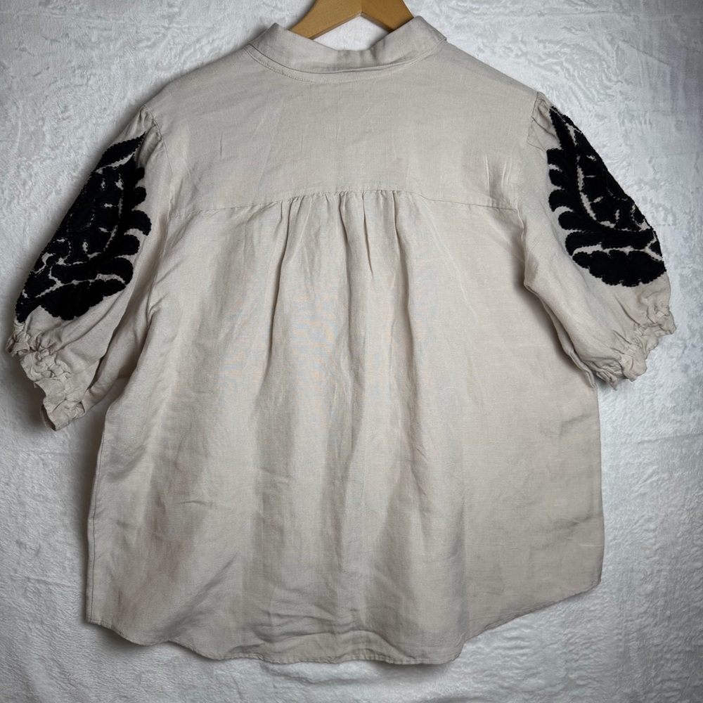 Chicos Puff Sleeve Linen Blend Shirt, Size 3 = 14
**Shirt only this listing** - Picture 7 of 10